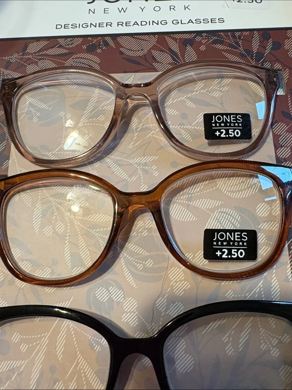 Jones New York 3-Pack Reading Glasses in Brown, Amber, Black
